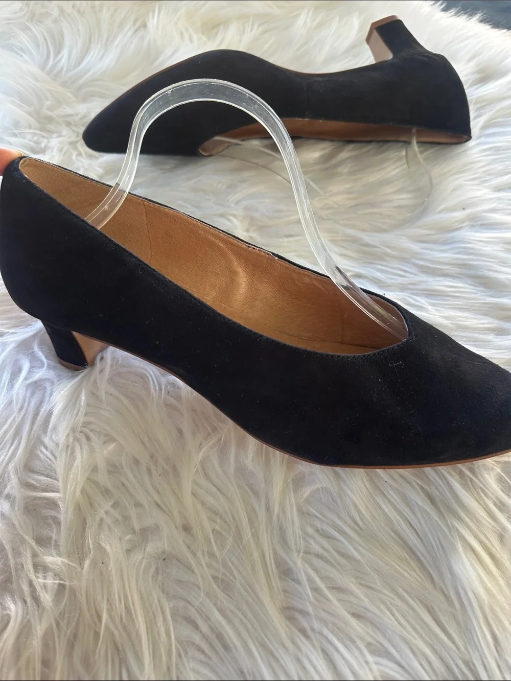 Madewell The Etta Black Suede Pointed Toe Pumps/ Heels